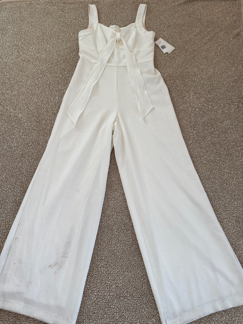 julia jordan Ivory Wide-Leg Tie-Front Jumpsuit